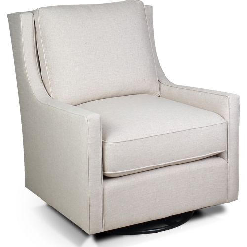 Hugo Swivel Glider Accent Chair in Natural Fabric